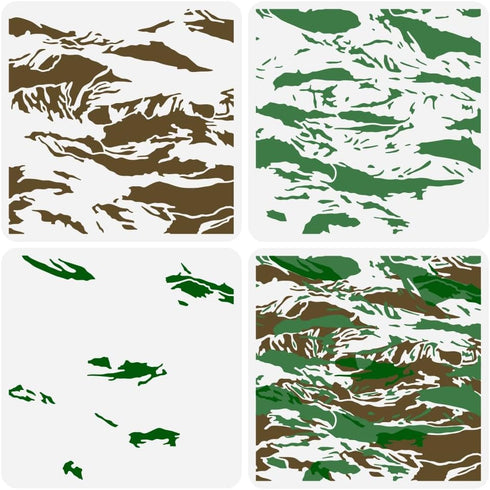 FINGERINSPIRE 3 Pcs Layered Brushstroke Camouflage Stencil 11.8x11.8inch Brushstroke Camouflage Stencils for Painting Messy Patterns Stencil Reusa...