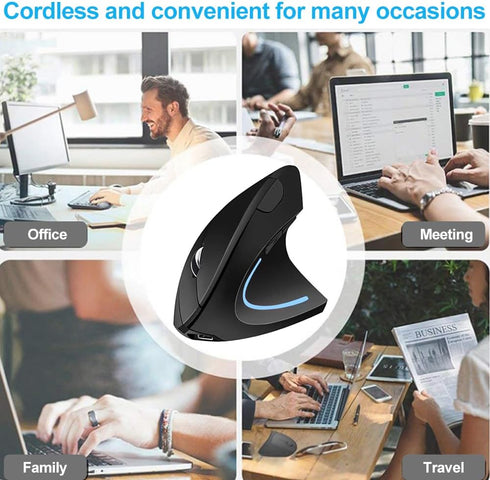 Ergonomic Mouse Vertical -Rechargeable 2.4GHz Optical (Bluetooth+USB+USB C) modes Wireless Mice- 800/1200/1600DPI 6 Buttons for Laptop Computer PC...