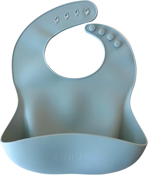 Silicone Baby Bib, French Navy | BPA FREE | Soft Adjustable Bib for Ages 6-36 Months...