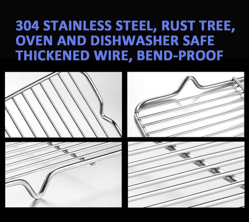 Grilling Rack Heavy Duty Wire Grate Oven Roasting Rack 5.3 x 8.7 inch Rectangle Baking Cooling Steaming with 4 Legs Stainless Steel Rack (5.3"X8.7...