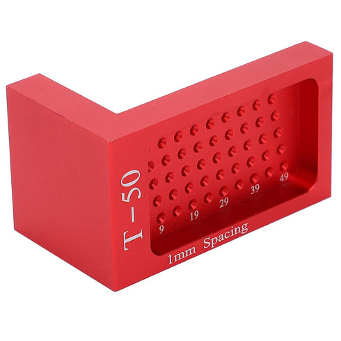 T Type Scribe Sign Measuring Tool, Calibration Ruler Red Woodworking T Type Aluminum Alloy Scribe Sign Measuring Tool, Ruler...