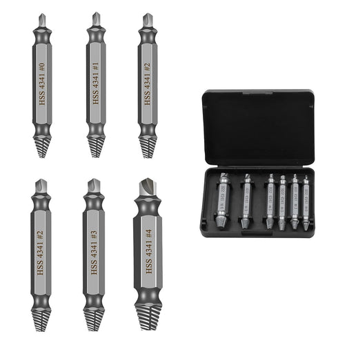 6PC Damaged Screw Extractor Set,Upgrade-Gifts for Men,High Speed Steel for Easy Removal of Rusty & Broken Hardware, Remover for Stripped Head Scre...