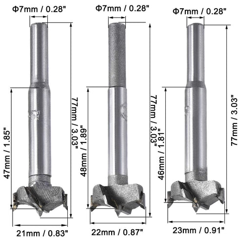 3Pcs Woodworking Hole Opener Drill Bit 21mm+22mm+23mm Forstner Drill Bits Tungsten Carbide Wood Hole Saw Hinge Drilling Boring Bit Cutter...