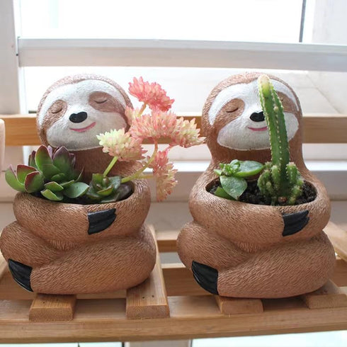 Sloth Planter Pots Smiley Face Planter Hanging Resin Flower Head Planters for Indoor and Outdoor Plants,Succulent Pots for String of Pearls Plant ...