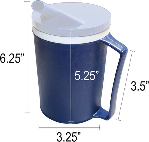 Rehabilitation Advantage Insulated Blue Mug with White Snorkel Lid, Non-Weighted...