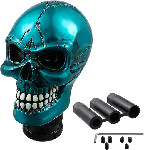 Skull Shifter Knob Gear Shift Stick Handle Transmissions Shifting Lever Fit Most Manual Automatic Car Truck SUV (Metal Blue)...