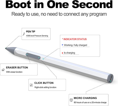 Stylus Pen for ASUS Transformer/ASUS Zenbook/ASUS Vivobook Flip/ASUS Notebook Touchscreen Laptop Tablet Rechargeable MPP 2.0 Tilt Pencil 4096 Pres...
