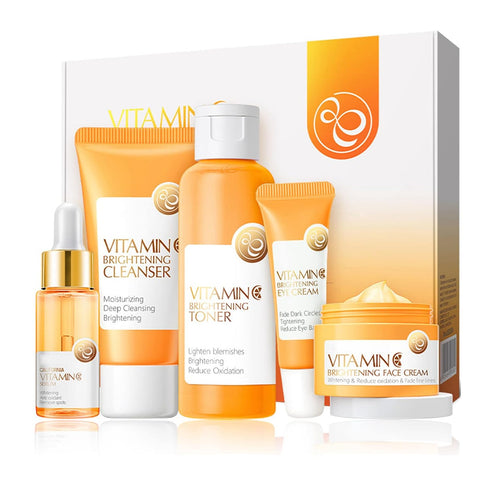 Skin Care Set ,Vitamin C Facial Serum Care Set ,Skin Care Routine Kit -Cleanser, Face Serum, Face Cream,Toner, Eye Cream,Anti- Aging Skin Care Set...