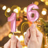 Number Birthday Candles(2 Candle Pink) 3D Diamond Shape 2nd Happy Birthday Cake Topper Decorations for Girl Women Birthday Wedding Anniversary Cel...
