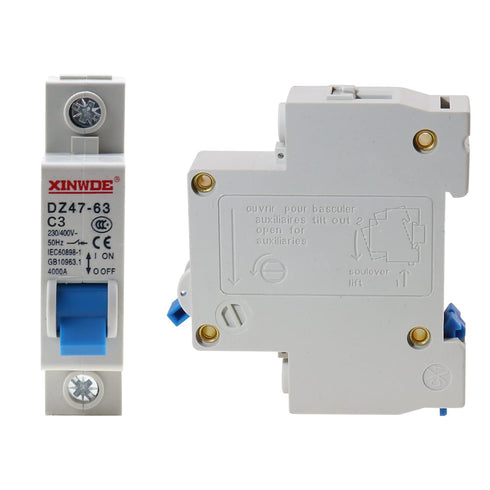 1 Pole 230/400V Low-Voltage Miniature Circuit Breaker 3A Din Rail Mount DZ47-63 C3...