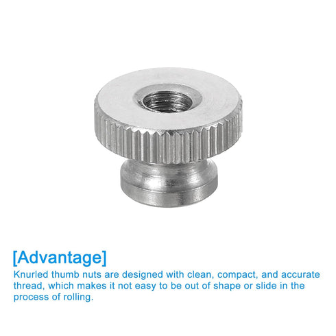 uxcell Knurled Thumb Nuts, 3Pcs M4 x D12mm x H8mm Stainless Steel Round Knobs Fasteners Through Hole Hand Screw Nut Silver for 3D Printer Parts, M...
