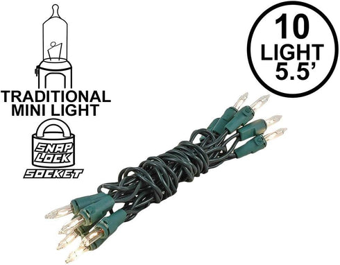 Novelty Lights 10 Light Clear Christmas Craft Mini Light Set, Green Wire, 4' Long...