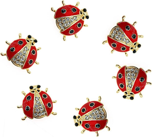 6 Pack Fashion Rhinestone Ladybug Brooches Pins Set Cute Enamel Crystal Animal Insect Lapel Pin Brooch Badges Jewelry Set for Men Women Girl...
