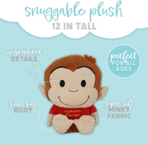 KIDS PREFERRED Curious George Cuteeze Stuffed Animal Plush Toy Monkey – Cute Cuddle Plushie Gift for Baby and Toddler Boys and Girls – 12 Inches...