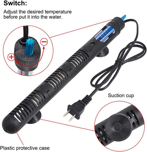 Mylivell Aquarium Heater Adjustable Submersible Fish Tank Heater 50W for 10-25 Gallon Small Aquarium Heater Mini Fish Betta Turtle Tank Heater The...