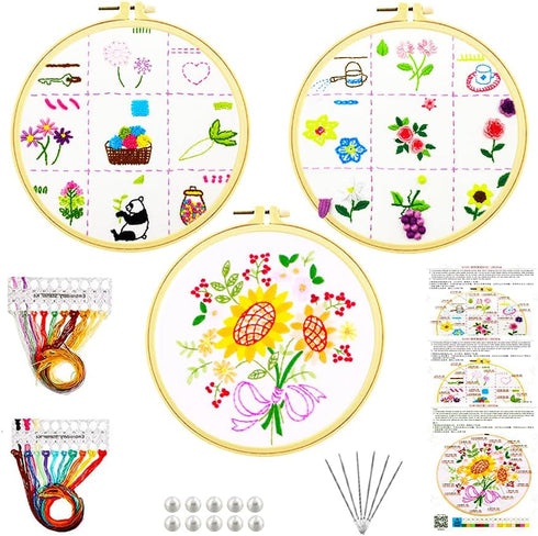Yarniss Embroidery Kit for Beginners with Stamped Patterns, 3PCS Embroidery Starter Kit with Instructions & Tutorial......