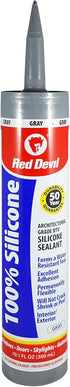 Red Devil 081650 100% Silicone Architectural Grade RTV Sealant, A Water-Resistant Adhesive for Interior and Exterior Use, 2.8 oz. Tube, Gray, 1-Pa...