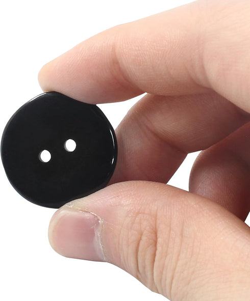 50 Pcs Premium 2-Hole Resin Sewing Buttons - Black Round Mixed Buttons for Sewing, DIY, and Holiday Decoration (Black)...