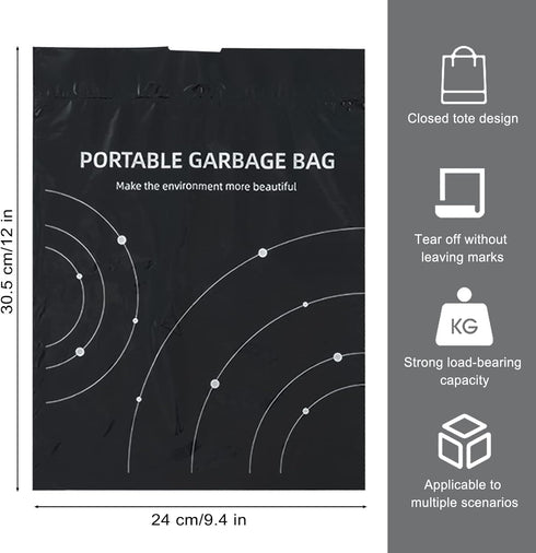 Disposable Trash Bags for Cars, Vomit Bags Pack of 100, Portable Drawstring, Paste Dual-Use Self Adhesive Cleaning Bags, Easy Stick on and Hanging...