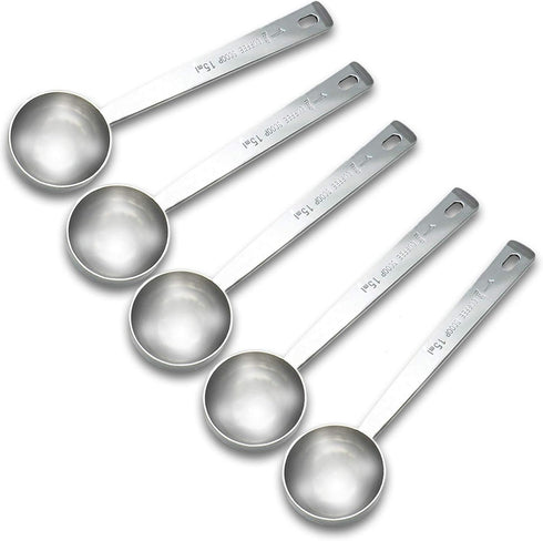Timoo Coffee Measuring Scoop 1 Tablespoon long handle Stainless Steel spoon for Coffee, Milk Powder, Fruit Powder, Set of 5...