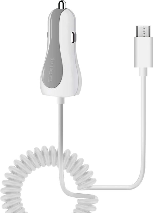 Cellet Fast Charging 2.4 Amp Dual USB Car charger with 6ft micro USB Cable compatible for LG Aristo 2 Plus Enlighten Optimus Slider Zip Exalt LTE ...