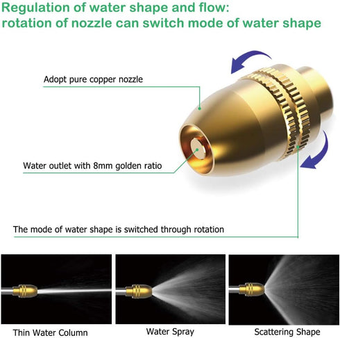 Garden Hose Nozzle Heavy Duty Brass Metal Sprayer Nozzle High Pressure Spray Gun 360° Rotaing Water Adjustmen for Car Washing, Outdoor Gardening, ...