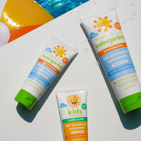Babyganics SPF 50 Mineral Sunscreen Lotion, Sheer Blend, UVA UVB Protection, Octinoxate & Oxybenzone Free, Water Resistant, Fragrance Free, 8 oz...
