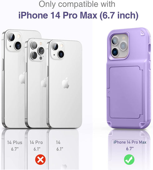 WeLoveCase iPhone 14 Pro Max Case for Women, Men Defender Credit Card Holder Cover with Hidden Mirror, Three Layer Shockproof Heavy Duty Protectio...