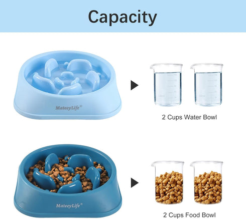 MateeyLife Slow Feeder Dog Bowls 2PCS, Anti-Choking Puzzle Dog Food Bowls, Anti-Slip Interactive Dog Feeding Bowls Slow Down Eating, Bloat Stop Ma...