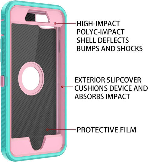 for iPhone SE 2022/2020 Case Built-in Screen Protector Shockproof Dust/Drop Proof 3 in 1 Full Body Rugged Heavy Duty Cover for Apple iPhone SE 3rd...