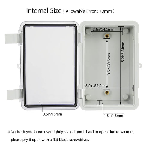 ABS Plastic Dustproof Waterproof IP65 Junction Box Hinged Shell Universal Electrical Project Enclosure Gray, with PC Transparent Clear Cover 5.9 x...