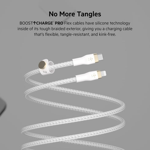Belkin BoostCharge Pro Flex Braided USB Type C to Lightning Cable (2M/6.6ft), MFi Certified 20W Fast Charging PD Power Delivery for iPhone 14, iPh...