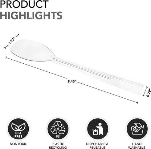 Party Essentials Plastic Party Buffet Serving Utensils Kit, Spoons/Forks/Tong, 20-Piece, Clear...