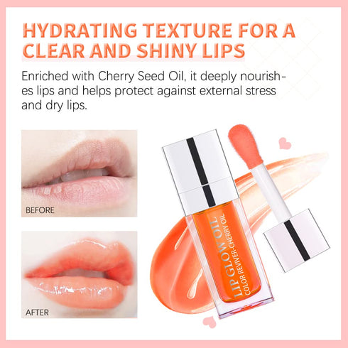 Hydrating Lip Glow Oil, Plumping Lip Oil, Tinted Lip Balm Lip Care, Transparent Toot Lip Oil, Moisturizing Lip Gloss, Non-Sticky Long Lasting Lip ...