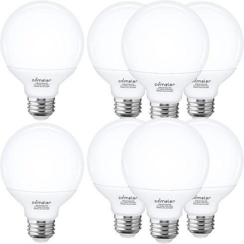 comzler 8 Pack Bathroom Light Bulbs 5000K Daylight, 60 watt Equivalent Light Bulb, E26 Medium Base, G25 LED Globe Light Bulbs for Bathroom Vanity ...