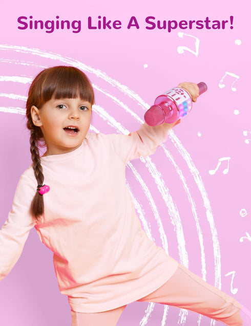Amazmic Toys for girls, Kids Karaoke Microphone Toddler Microphone for kids with Lights, Birthday Gift for Girls, Boys Toy Age 3 4 5 6 7 8+(Light ...