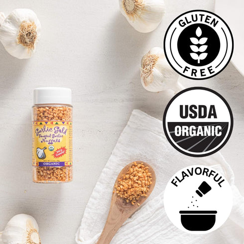 Garlic Gold Toasted Nuggets, Crunchy Roasted Garlic Seasoning, USDA Certified Organic Salad Topper, Keto Paleo Friendly (2.1 Ounces, 3 Pack)...
