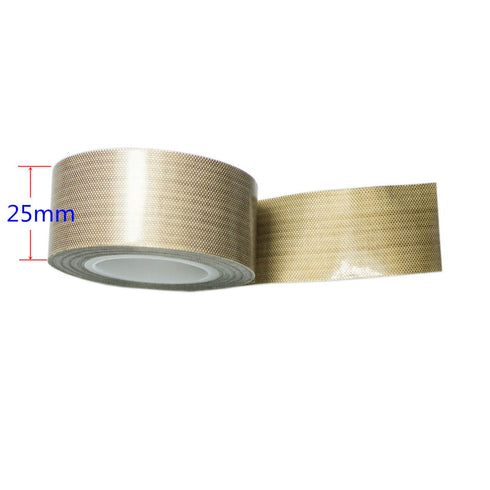 PTFE Coated Fabric Tape Teflon Adhesive Tape High Temperature Vacuum, Hand and Impulse Sealers Machine Sealing Tape 0.18mm Thick (25mm-10M)...