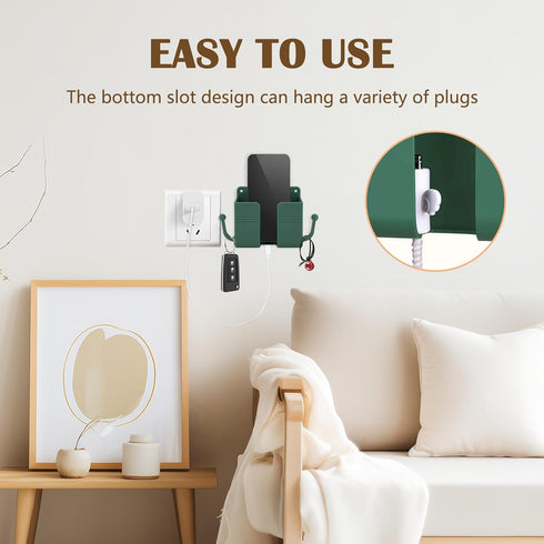 5 Pcs Wall Mount Phone Holder, Phone Stand for Bed, Wall Mounted Shower Phone Holder Remote Control Holder with Hooks, Self-Adhesive Universal Med...