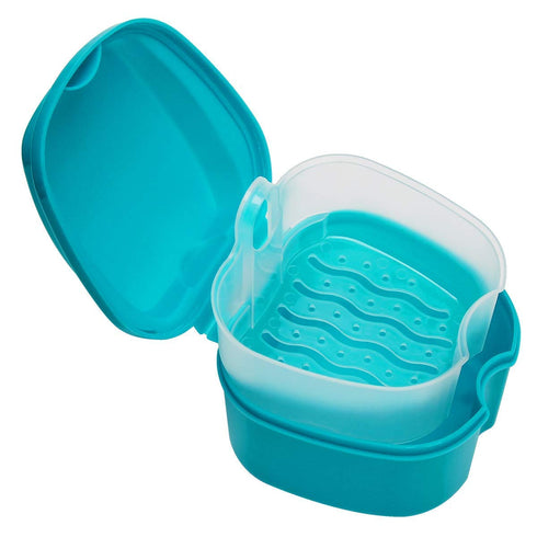 Coolrunner Denture Case, Denture Cup with Strainer, Denture Bath Box False Teeth Storage Box with Basket Net Container Holder for Travel, Retainer...