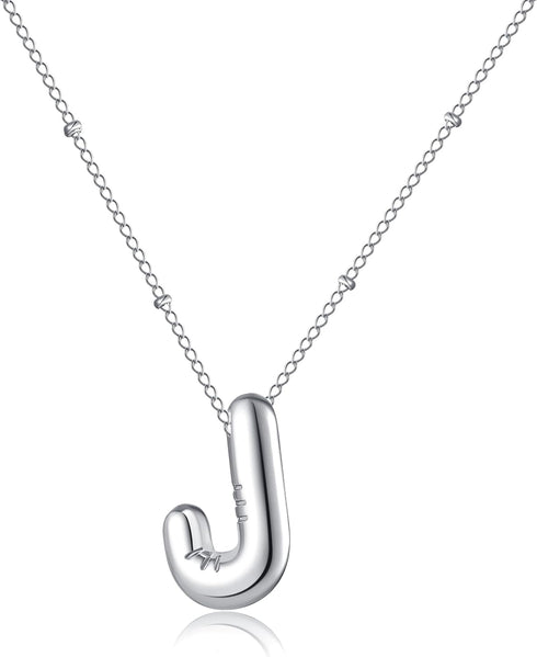Bubble Letter Necklace for Women,14K Gold Plated Dainty Balloon Initial Pendant Necklace for Girls,Charm Puffy Name Personalized A-Z Alphabet Jewe...