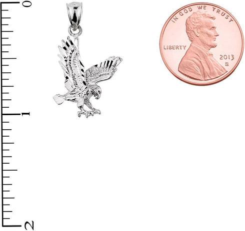 Animal Kingdom Textured Sterling Silver Landing Eagle Charm Pendant...