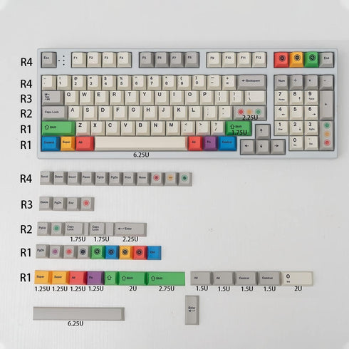 PBT Grey Beige Keycaps Set Cherry Profile 141 Keys Custom Dye-Sub Retro Keyboard Keycaps for 60% 65% 70% 100% Cherry Gateron MX Switches Mechanica...