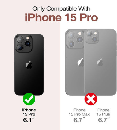 WeLoveCase for iPhone 15 Pro Wallet Case with Card Holder, Built-in Hidden Mirror, with Shockproof Heavy Duty Protection Phone Case for iPhone 15 ...