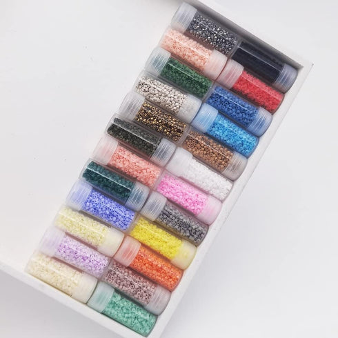 INSPIRELLE Uniform 120 Gram 12/0 (2mm) Cylinder Glass Seed Beads for Craft Jewelry Making, 24 Matte Opaque Dyed Colors...