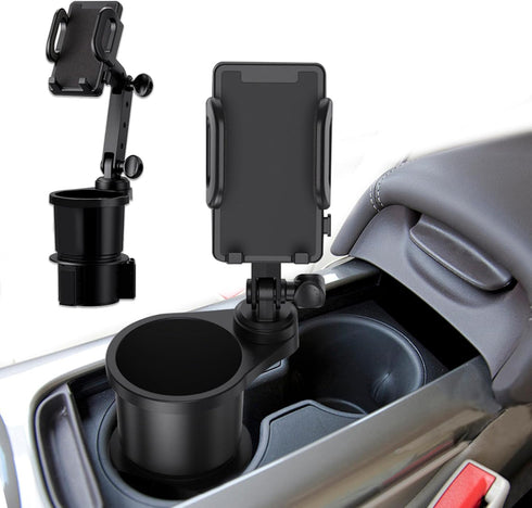 Cell Phone Holder for Car, Car Cup Holder with Phone Mount, Multifunctional Cup Holder, 360 Degrees Rotation Cup Holder Cellphone Mount, 2-in-1 Cu...