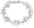 EVER FAITH Women's CZ Simulated Pearl Bridal Wedding Flower Leaf Filigree Stunning Tennis Bracelet...