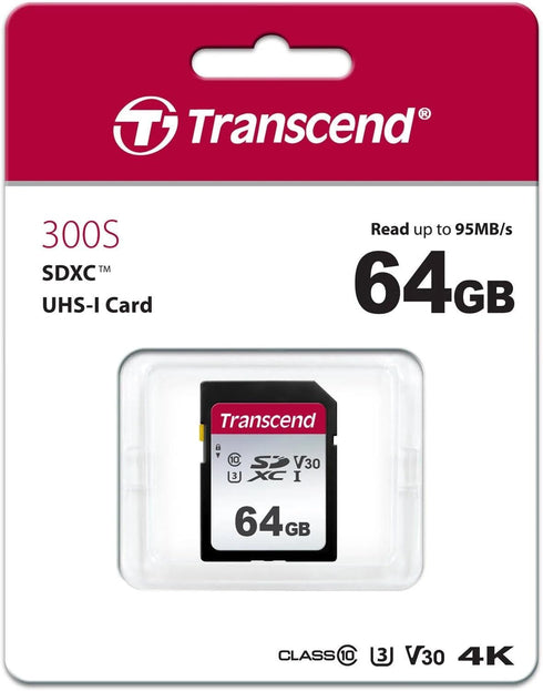 Transcend 64GB SDXC/SDHC 300S Memory Card TS64GSDC300S...
