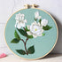 Stamped Embroidery Starters Kits with Pattern for Beginners White Mangnolia Flower with Hoops Cloth Threads DIY Needlework Art Cross Stitch Kits f...