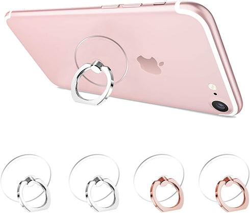 Cell phone ring Holder, Transparent 360°Rotation Finger Ring for Phone, Clear Finger Kickstand Compatible with Most of Phones, Tablet and Case, (2...